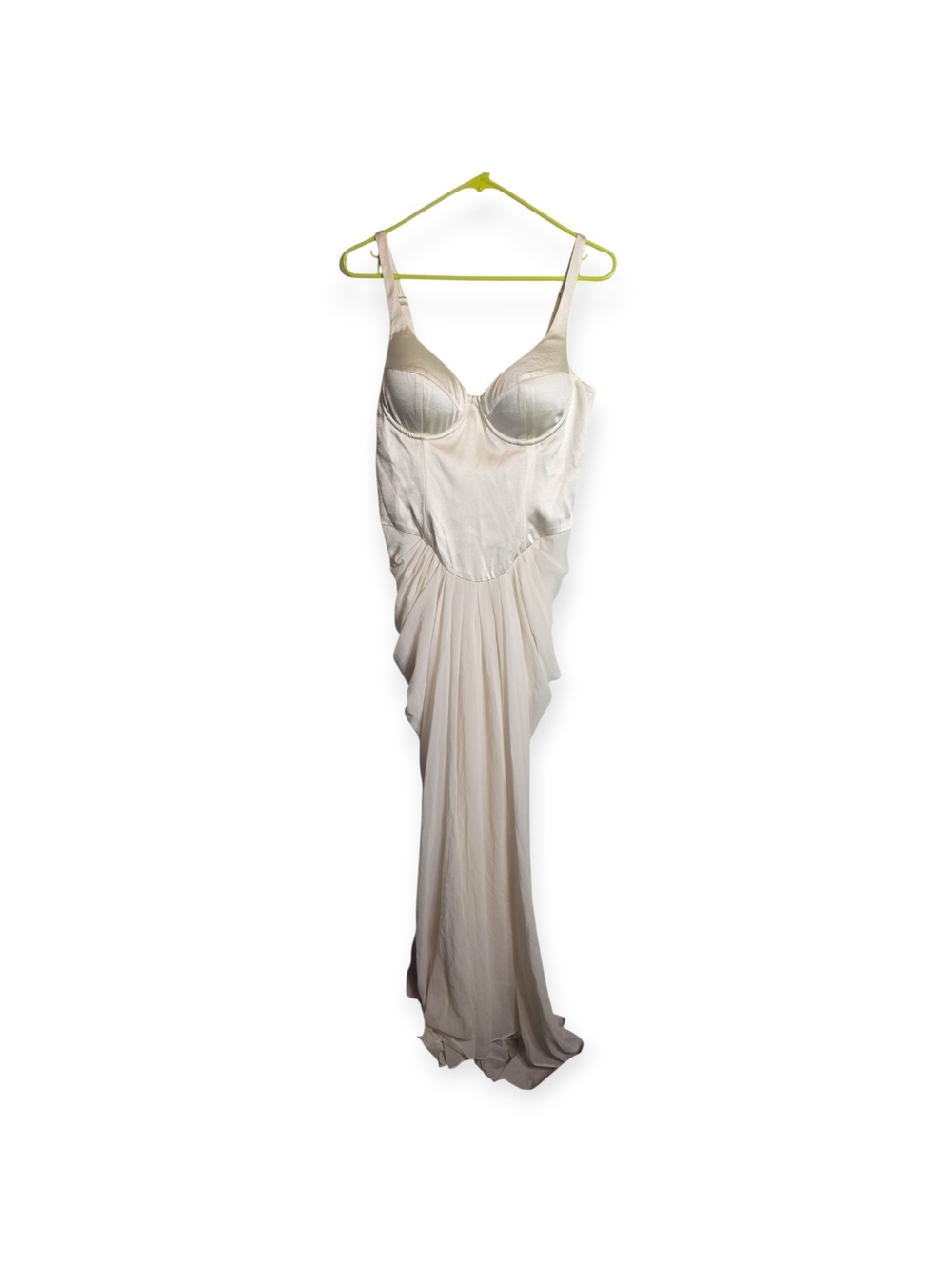 Women's NWT Meshki Leila Satin Corset Maxi dress in Ivory,‎ size large
